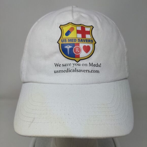 US Med Savers Slideback Hat White One Size Adjustable Vented Hole Promotique - Picture 2 of 7